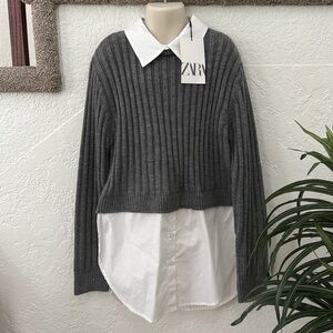 ZARA Girl’s Gray Sweater Tunic Top Size 9 NWT